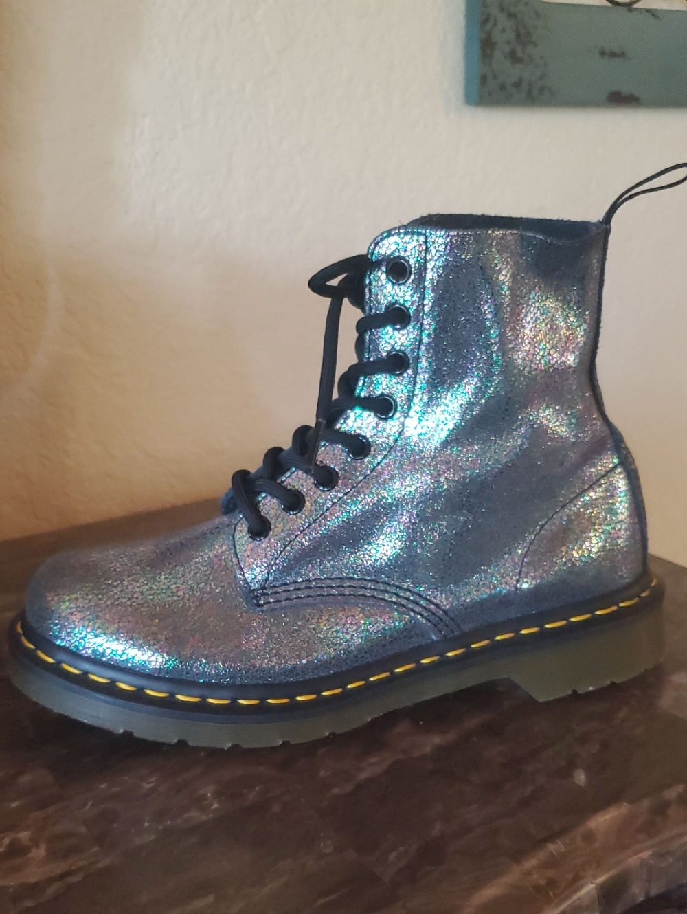 Like NEW Dr Martens Sparkly Blue Pascal Boots